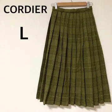 CORDIER 플리츠 스커트 [ L ] 롱 기장 울 100% 빈티지 시크