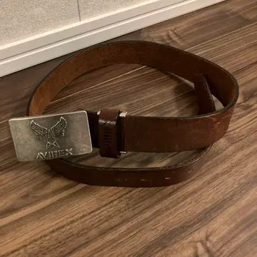 AVIREX 브라운 가죽 벨트 윙 버클