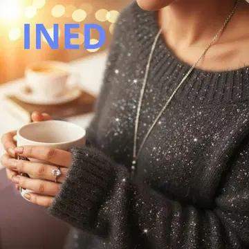INED 니트 스웨터 M 사이즈 이네드 모헤어 혼방 샤기 니트 라메