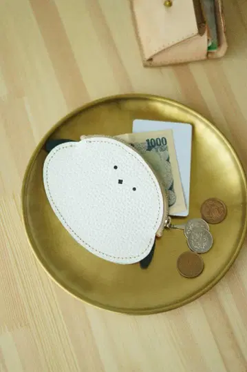 시마연가형 화이트 가죽 코인 케이스 미니 지갑