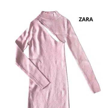 ZARA S 리브 니트 가슴 슬릿 타이츠 원피스