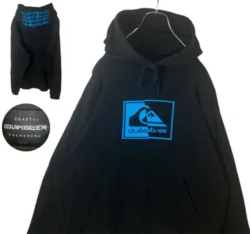 퀵실버 빅 로고 블랙 풀오버 후드 맨투맨 빅 사이즈