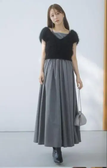 미사용 새상품 snidel 라메 풀오버 세트 원피스 블랙 size 0