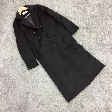 GESUOSHA 체스터 코트 롱 코트 더블 버튼 블랙(M)