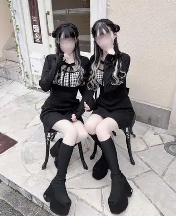 미셸 마카롱 데콜테 오픈 하운드투스 체크 원피스 원피스