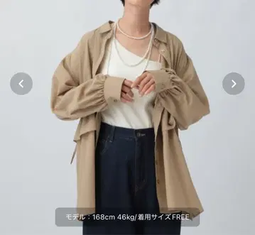 허리 프릴 셔링 블라우스 렙심 미사용