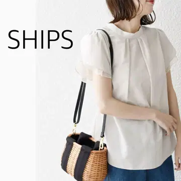 SHIPS 어른 페미닌 튤립 슬리브 블라우스 화이트