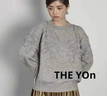 THE YOn/코드 자수 펄 데코라티브 니트 풀오버/테이프 니트