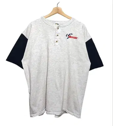 COTTON DELUXE 기업 자수 헨리넥 T셔츠