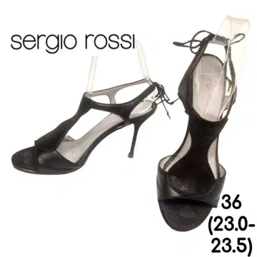 세르지오 로시 T 스트랩 백 스트랩 리본 샌들 블랙