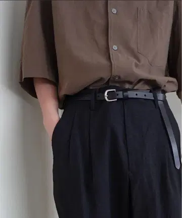 [ WYM ] OILED LEATHER NARROW BELT