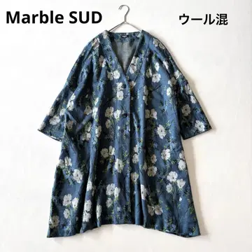 Marble SUD 꽃무늬 롱 가디건 겉옷 울 혼방 일본제