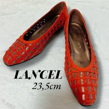미사용급 Lancel 란셀 펌프스 힐 컷워크 오렌지 계열