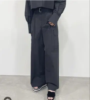 COCO DEAL 블랙 와이드 카고 팬츠