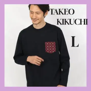 TAKEO KIKUCHI 티셔츠 코몬 무늬 콤비네이션 티셔츠