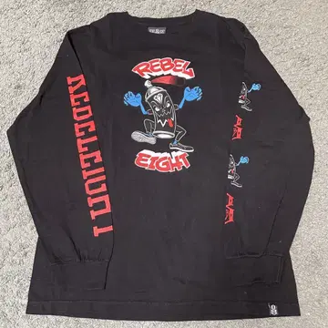REBEL8 블랙 롱 슬리브 T셔츠