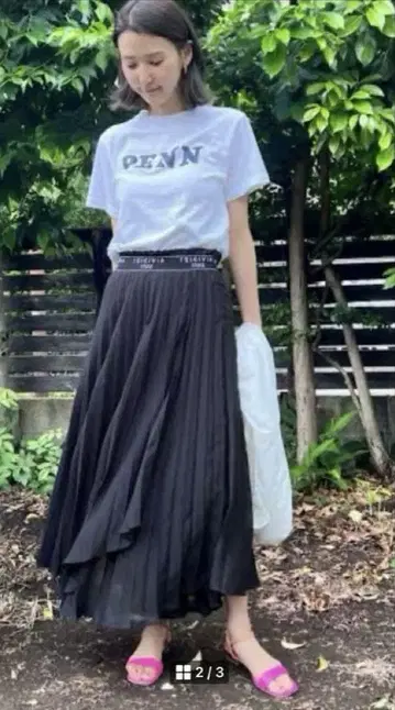 AMERI PASS CODE PLEATS SKIRT 플리츠 롱 스커트