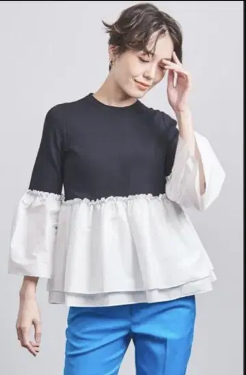 택 포함 새상품! UNITED ARROWS 프릴 긴팔 셔츠