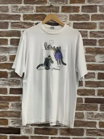 빈티지 Crazy Shirts 하와이산 고양이 T셔츠 USA제 XL