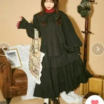 쿠틸과 레트로 2way 빅 보타이 티어드 원피스 블랙 M