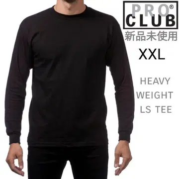 미사용 새상품 프로 클럽 헤비 무게 무지 두꺼운 원단 롱 T 블랙 XXL