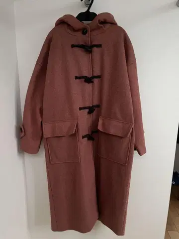 후드 부착 더플 코트 핑크