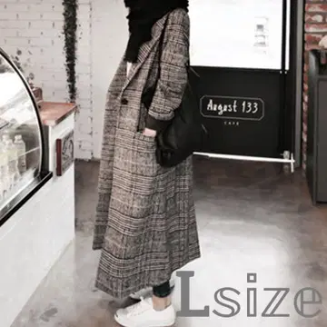 글렌체크 체스터 코트 L 사이즈