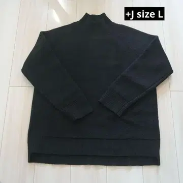 +J 프리미엄 라무 케이블 하이넥 스웨터 블랙 L