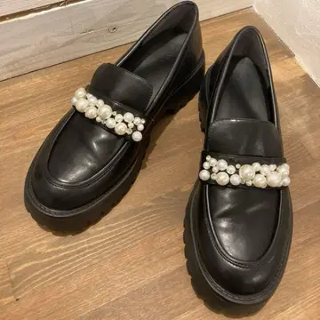 RANDA 펄 장식 블랙 로퍼 사이즈 LL