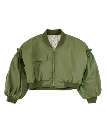 POPPY gather sleeve cropped ma-1(khaki)