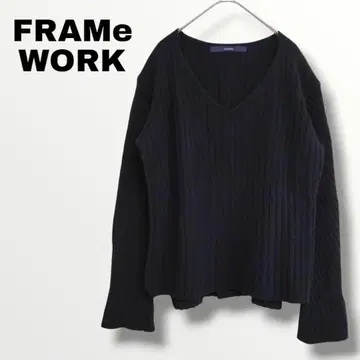 [ 프레임워크 FRAMeWORK ] 울 캐시미어 리브 니트 블랙 V넥