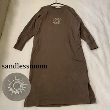 sandlessmoon 로고 긴팔 맨투맨 롱 원피스 포켓 부착