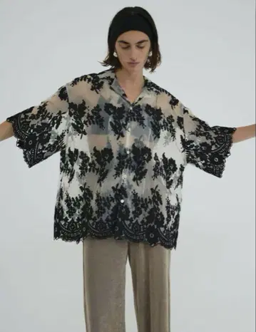 CLANE SHEER FLOWER LACE SHIRTS mix 1