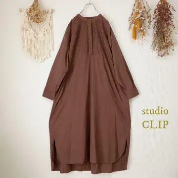 스튜디오 클립 studio CLIP 핀턱 요크 원피스 L 긴팔 브라운