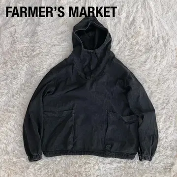 FARMER'S MARKET 풀오버 데님 후드티 블랙 데님