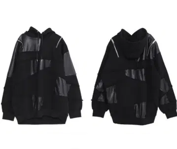 CIVARIZE 시버라이즈 PU 가죽 패치워크 후드티 새상품급