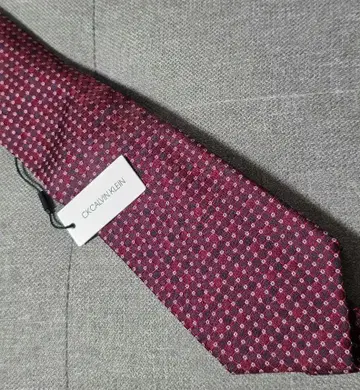 CK 버건디 도트 넥타이