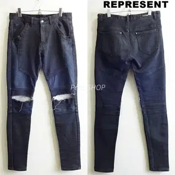 REPRESENT 스키니 바이커 데님 [ M ] 스트레치 블랙