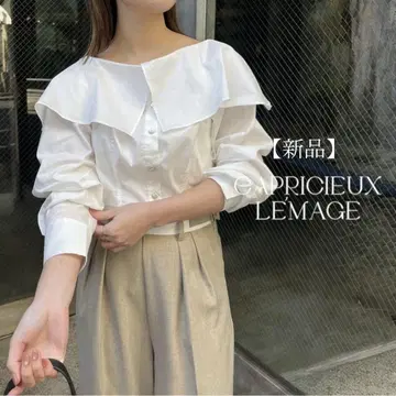 새상품 CAPRICIEUX LE'MAGE 빅 옷깃 보트넥 셔츠 화이트