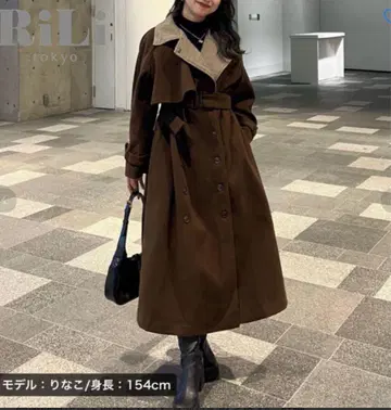 Riki tokyo 더블 버튼 스탠드 카라 롱 코트 M 사이즈