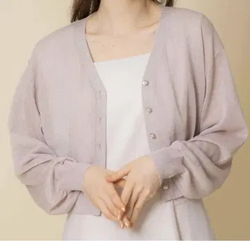 노엘라 키라키라 라메 V 가디건 긴팔 핑크