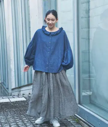 미사용 ubasoku 우바소크 선염 린넨 턱 스커트