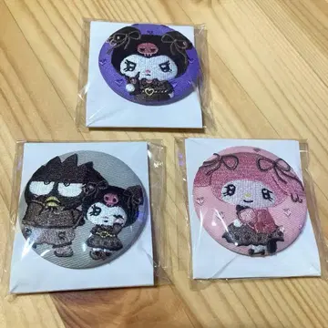 산리오 촉촉 하트 자수 캔뱃지 쿠로미 마이멜로디 바츠마루