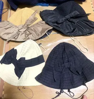 리본 포함 플레어형 햇 4종 세트