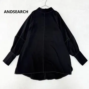 앤드서치 긴팔 셔츠 블라우스 모크넥 스티치 M 모노톤