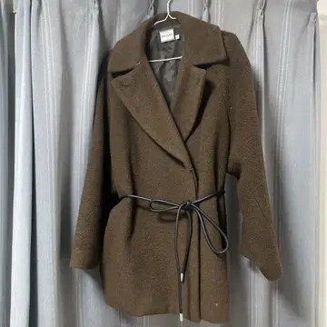 MOUSSY 브라운 체스터 코트 허리 리본 포함