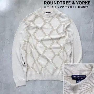 [ ROUNDTREE&YORKE ] 지오메트릭 패턴 코튼 모크넥 니트