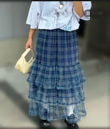 CHAOPANIC 튤 프릴 캉캉 스커트 블루