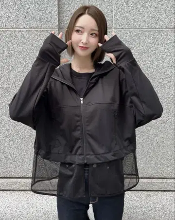 시이짱 차광 후드티 메쉬 있음 블랙