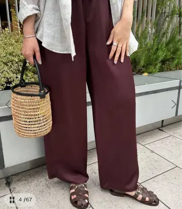 프레임워크 빈티지라이크 새틴 이지 팬츠 보르도